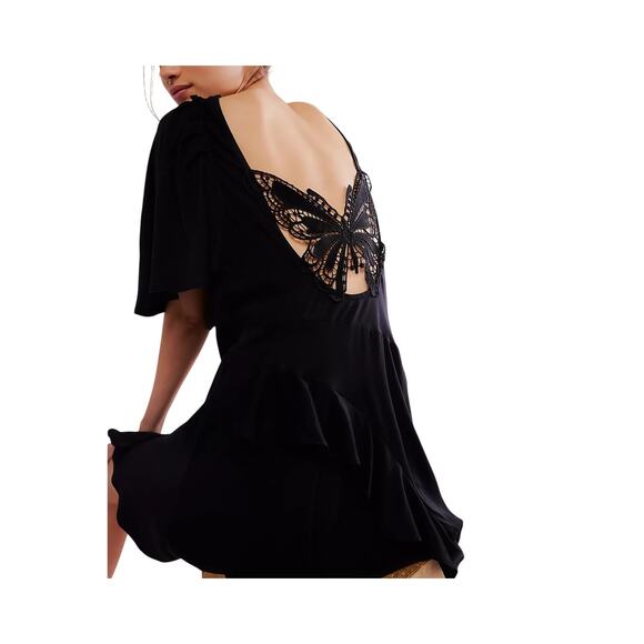 Free People Dresses & Skirts - Free People Ruffled Black Bali Summer Magic Dress Size XL